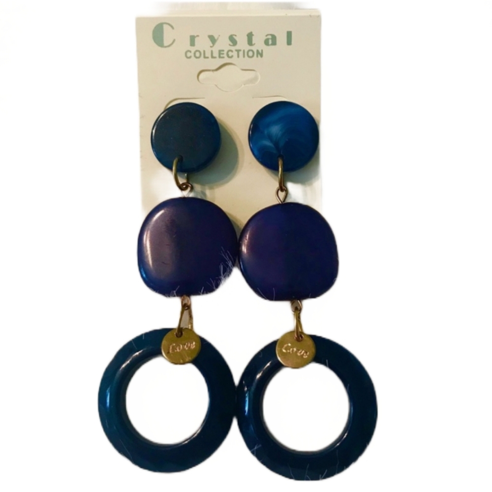 CRYSTAL COLLECTION “LOVE” BLUE EARRINGS NWT